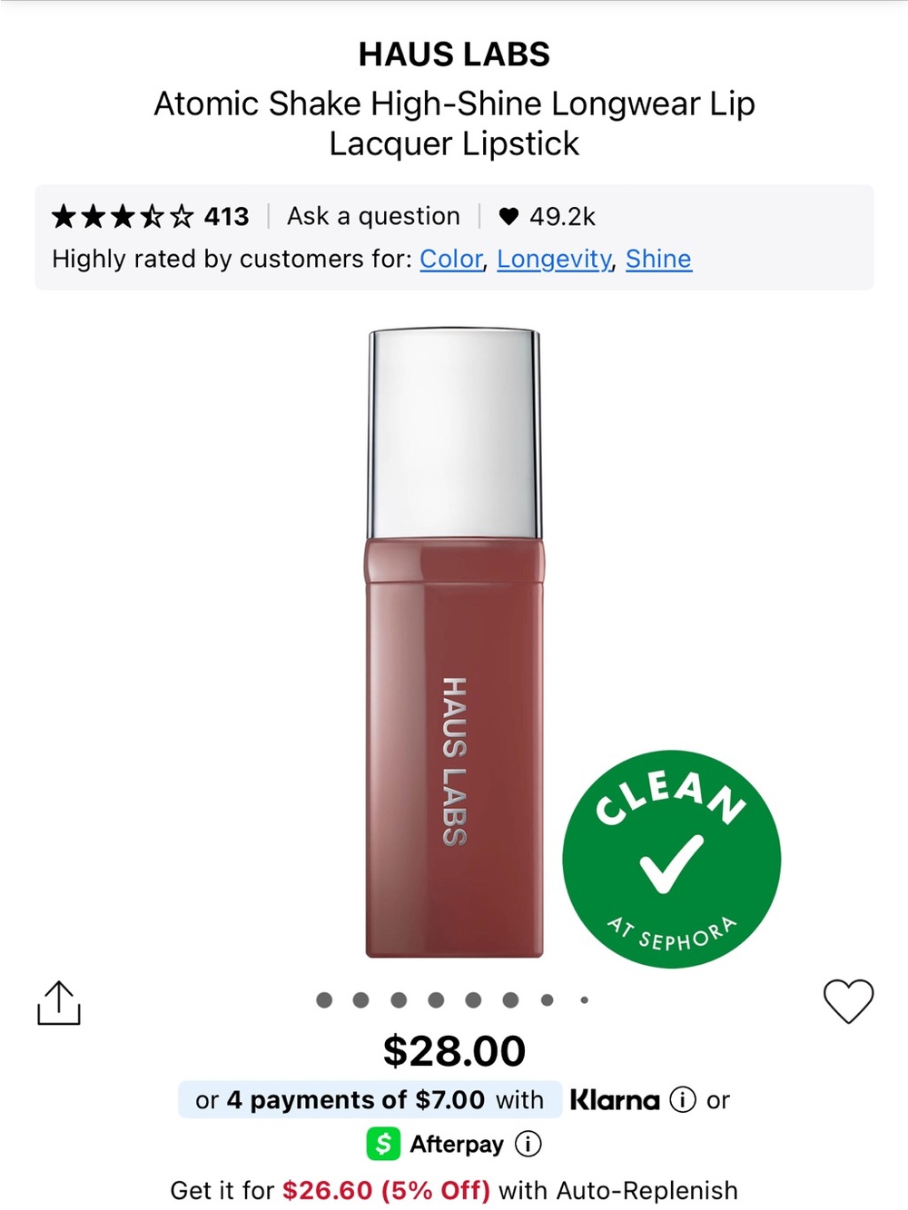 NWT Haus Labs Atomic Shake High-Shine Longwear Lip Lacquer LipStick Sheer Blush